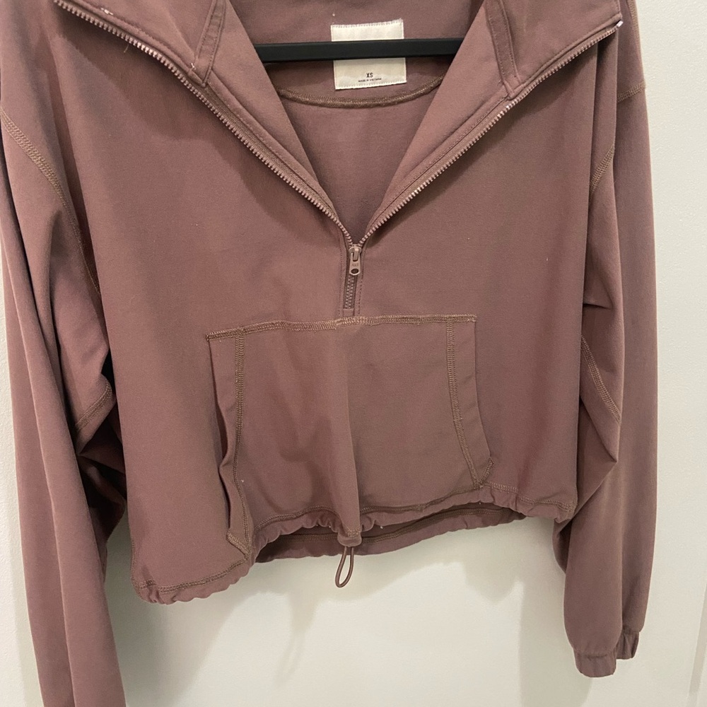 Half-Zip Cropped Pullover Jacket - Dusty Mauve Ab… - image 1